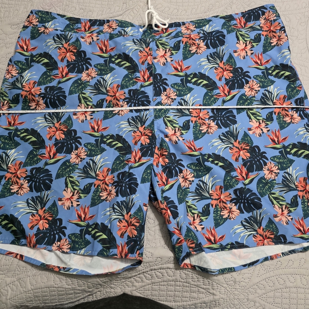 jcpenney Azure Blue Floral Swim Shorts